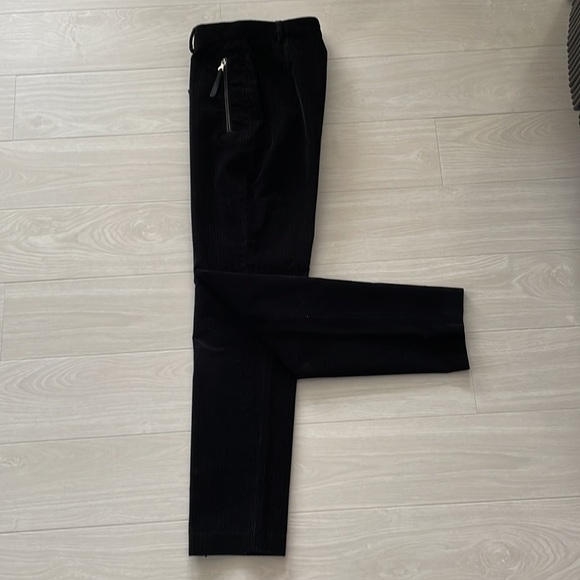 Prada Black Straight Leg Corduroy Pants with Logo on Zipper-pull. - Picture 8 of 14